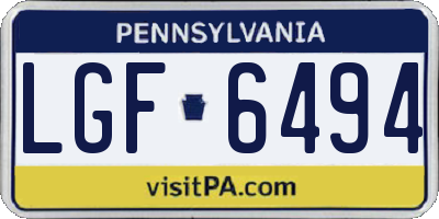 PA license plate LGF6494