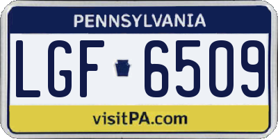 PA license plate LGF6509