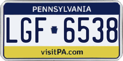 PA license plate LGF6538