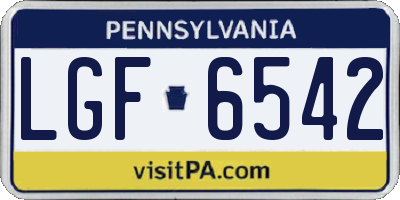 PA license plate LGF6542