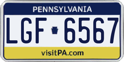 PA license plate LGF6567