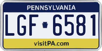 PA license plate LGF6581