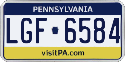 PA license plate LGF6584