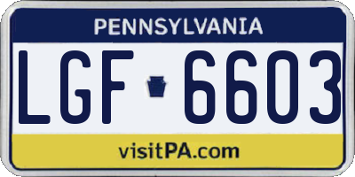 PA license plate LGF6603