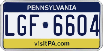 PA license plate LGF6604