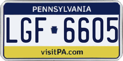 PA license plate LGF6605