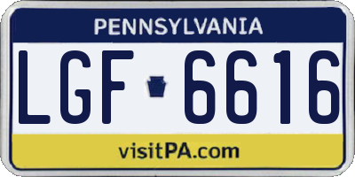 PA license plate LGF6616
