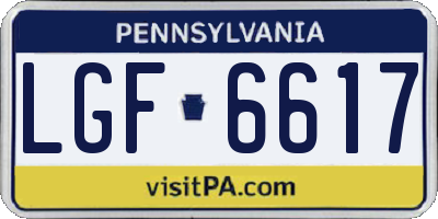 PA license plate LGF6617