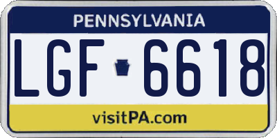 PA license plate LGF6618