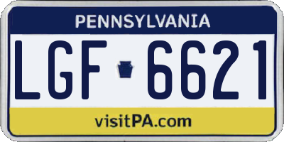 PA license plate LGF6621