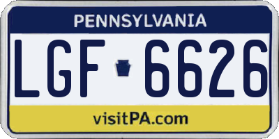 PA license plate LGF6626