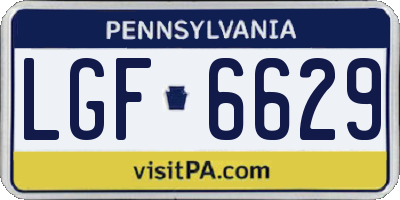 PA license plate LGF6629