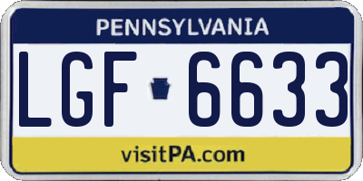 PA license plate LGF6633