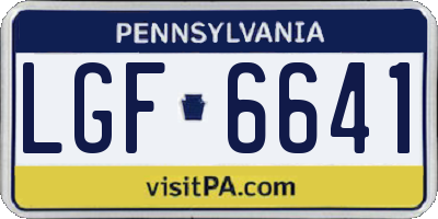 PA license plate LGF6641
