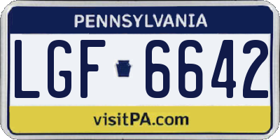 PA license plate LGF6642