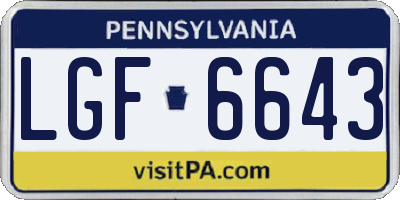 PA license plate LGF6643