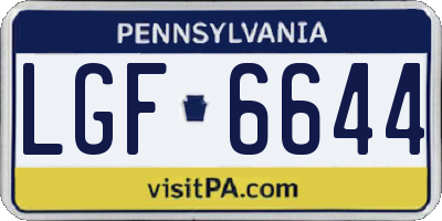 PA license plate LGF6644