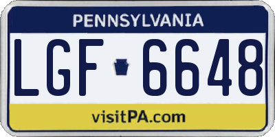PA license plate LGF6648