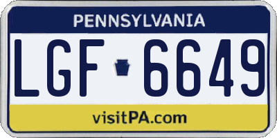 PA license plate LGF6649