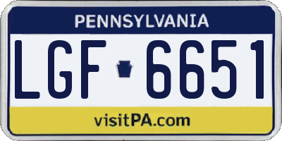 PA license plate LGF6651