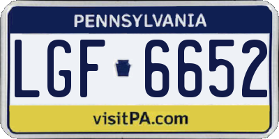 PA license plate LGF6652