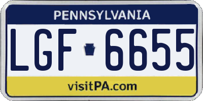 PA license plate LGF6655