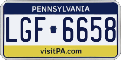 PA license plate LGF6658