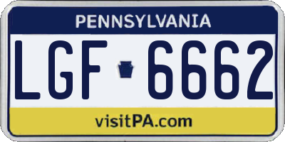 PA license plate LGF6662