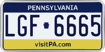PA license plate LGF6665