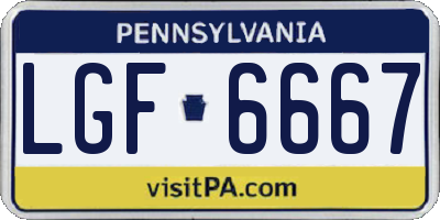 PA license plate LGF6667