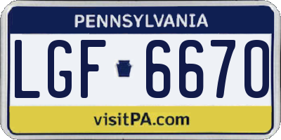 PA license plate LGF6670