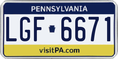 PA license plate LGF6671
