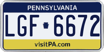 PA license plate LGF6672