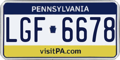 PA license plate LGF6678