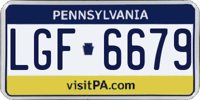 PA license plate LGF6679