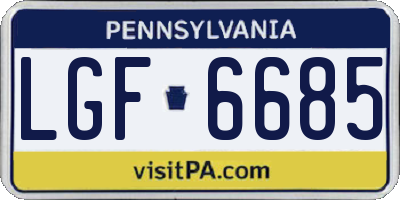 PA license plate LGF6685