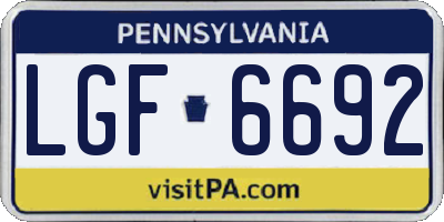 PA license plate LGF6692