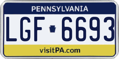 PA license plate LGF6693