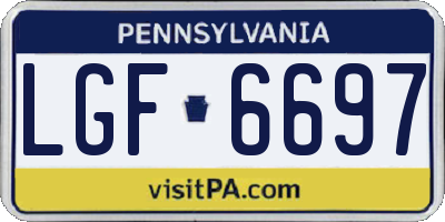 PA license plate LGF6697