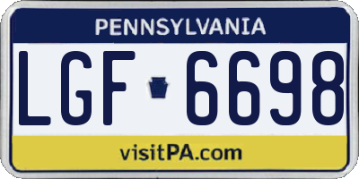 PA license plate LGF6698