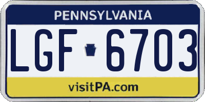 PA license plate LGF6703