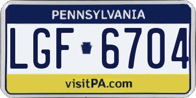 PA license plate LGF6704