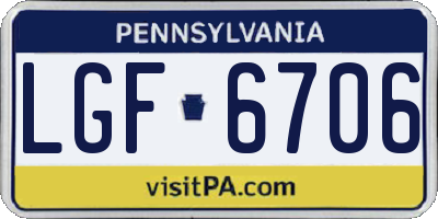 PA license plate LGF6706