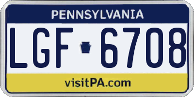 PA license plate LGF6708