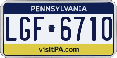 PA license plate LGF6710