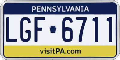 PA license plate LGF6711
