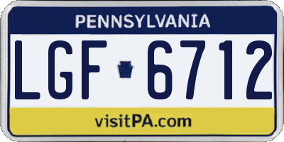 PA license plate LGF6712