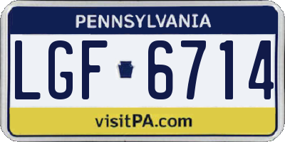 PA license plate LGF6714