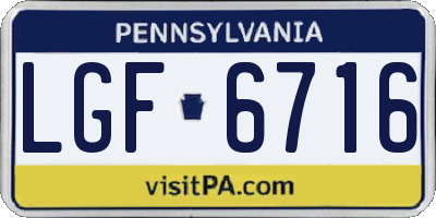 PA license plate LGF6716