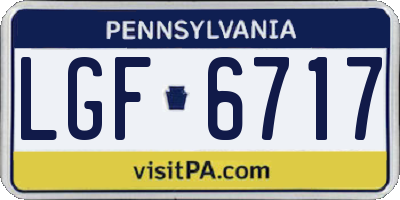 PA license plate LGF6717
